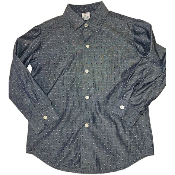 Izod Boys Blue Green Small (6/7) Oxford Button Down Collared Long Sleeve Shirt - Picture 2 of 4